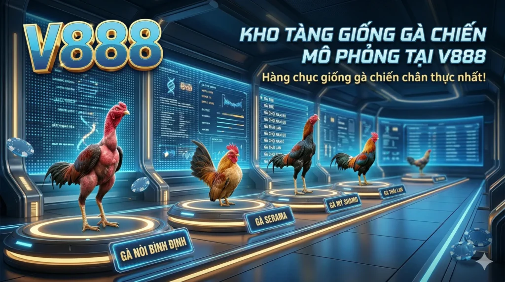 V888 có bao nhiêu giống gà chiến đang được mô phỏng?