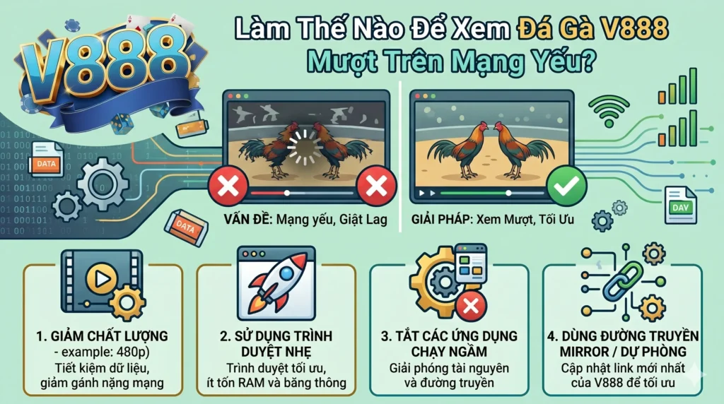 Làm thế nào để xem đá gà V888 mượt trên mạng yếu?